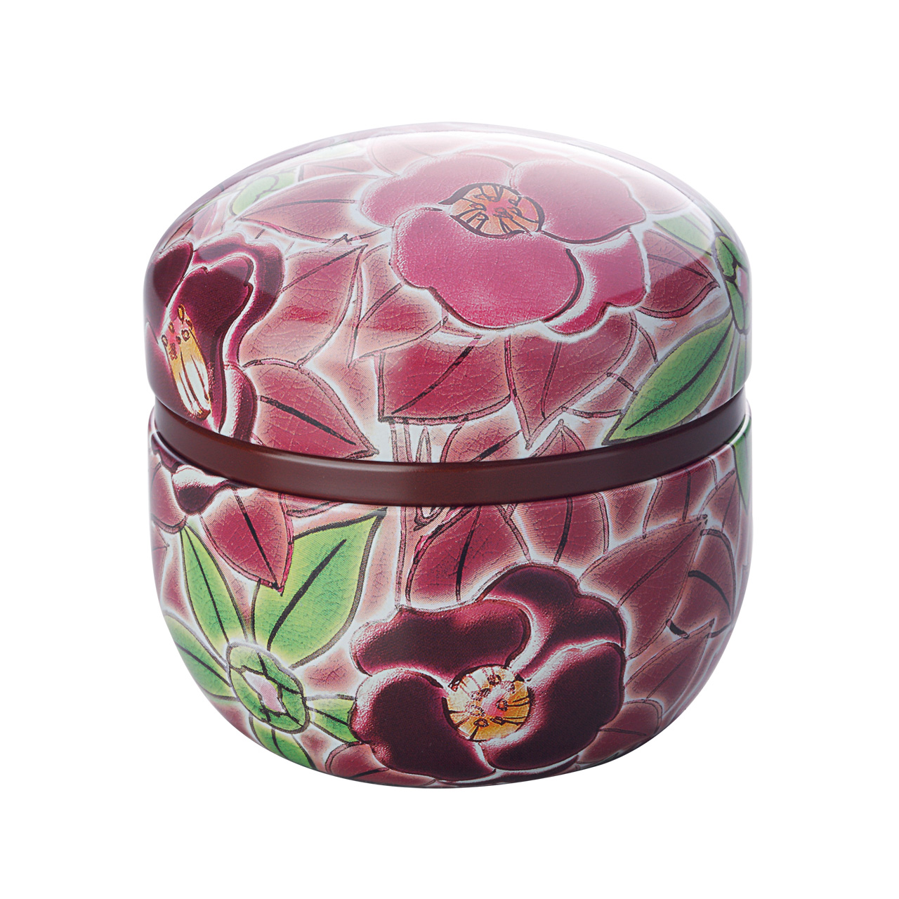 茶缶 鈴子 九谷つばき 赤色（茶筒・鈴子缶）１個