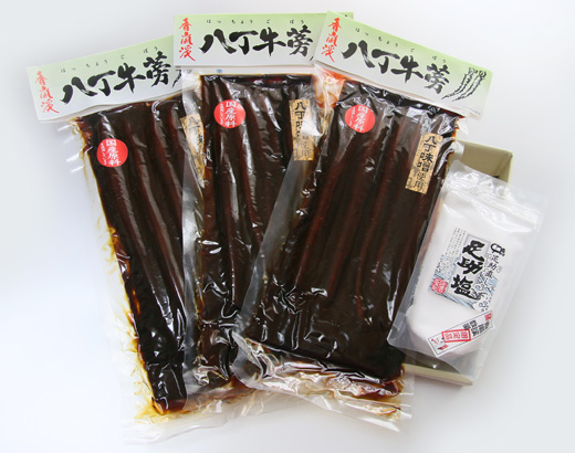 送料無料!!八丁牛蒡270ｇ×3袋 足助塩200ｇ×1袋お勧めギフト詰合せ