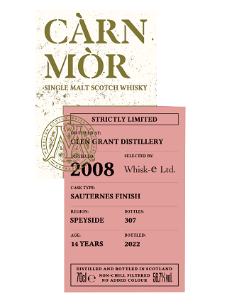 モリソン　カーンモア　ストリクトリーリミテッド　グレングラント2008　ソーテルヌカスク フィニッシュ　14年　56.7度　700ｍｌ　正規品