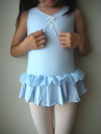 L1221-17 GK 長袖フリルスカート付きレオタード 子供用 パープル