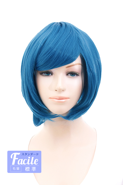グレー ショートウィッグ 
人毛とアクリル
専用ケース付き 112【プリンスブルー】【コスプレウィッグ】ショートレイヤー改