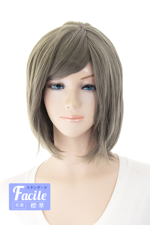 グレー ショートウィッグ 
人毛とアクリル
専用ケース付き アッシュグレー】【コスプレウィッグ】ショートレイヤー改【高温