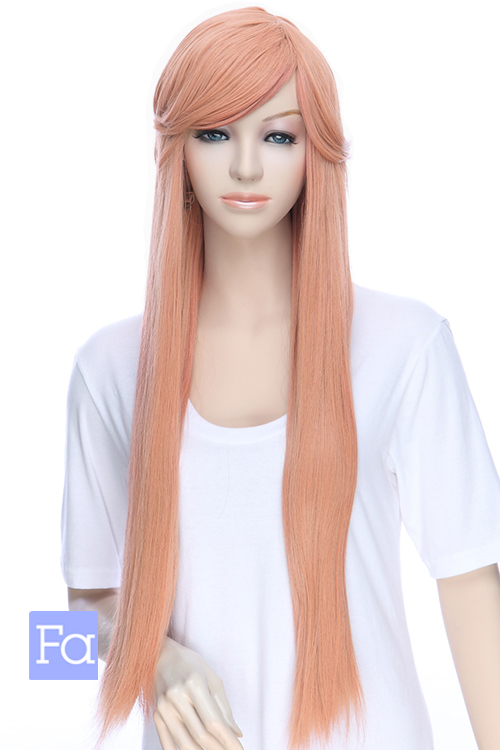 サーモンピンク】ロングストレート【ウィッグ】【高品質コスプレ☆フル