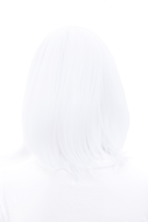 ピュアホワイト】ミディアム【コスプレウィッグ】【高温耐熱!!高品質