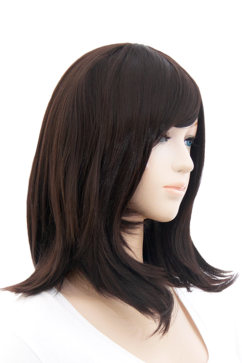 チャコールブラック】ミディアム【コスプレウィッグ】【高温耐熱!!高