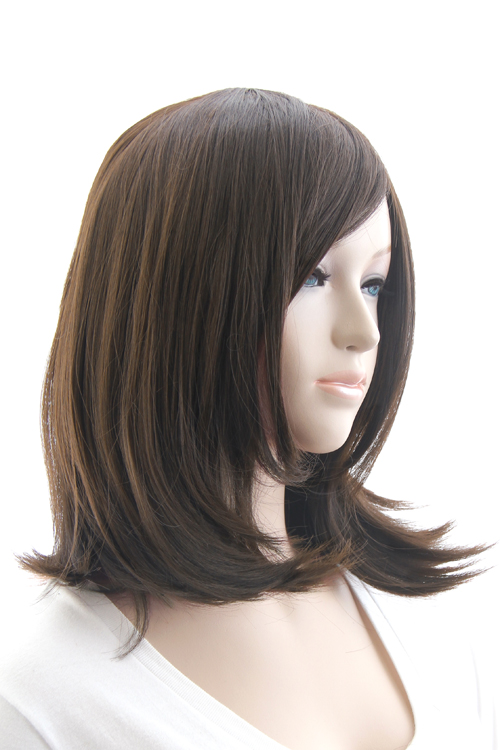 ディープブラウン】ミディアム【コスプレウィッグ】【高温耐熱