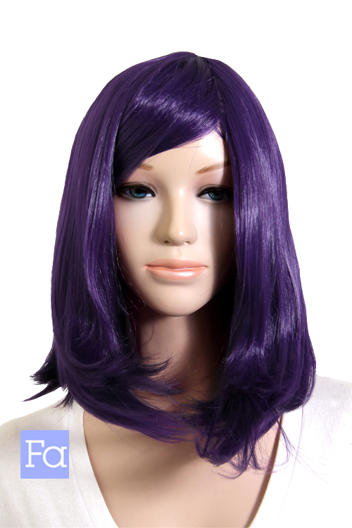 ダークバイオレット】ミディアム【コスプレウィッグ】【高温耐熱!!高