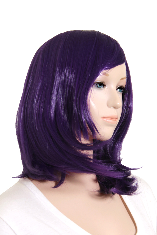 ダークバイオレット】ミディアム【コスプレウィッグ】【高温耐熱!!高