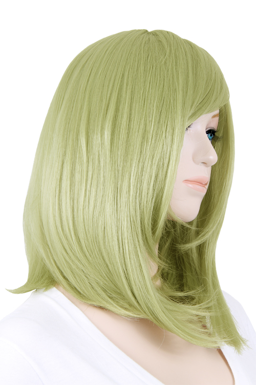 スプリンググリーン】ミディアム【コスプレウィッグ】【高温耐熱!!高