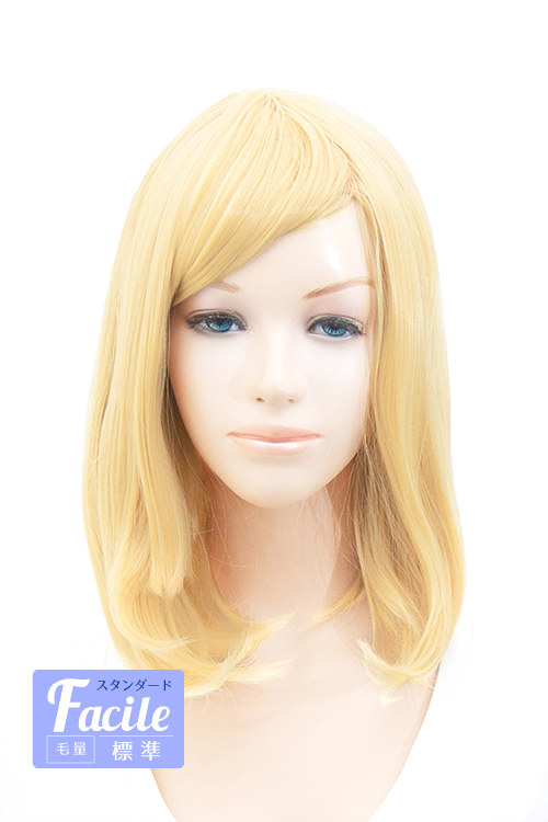 シャンパンゴールド】ミディアム【コスプレウィッグ】【高温耐熱!!高