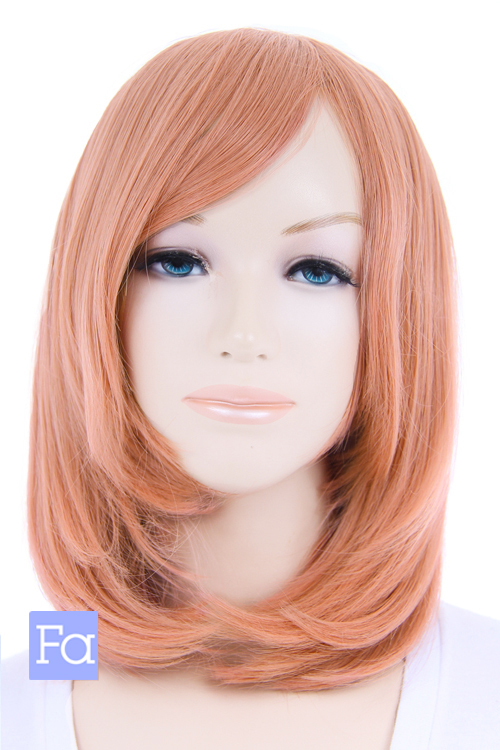 サーモンピンク】ミディアム【コスプレウィッグ】【高温耐熱!!高品質