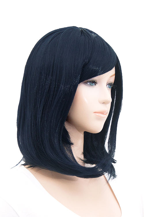 ブラックブルー】ミディアム【コスプレウィッグ】【高温耐熱!!高品質