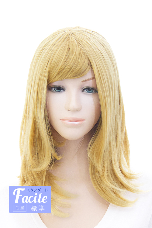 ライトクリーム】ミディアム【コスプレウィッグ】【高温耐熱!!高