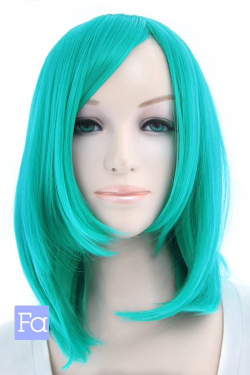 ターコイズ】ミディアム【コスプレウィッグ】【高温耐熱!!高品質