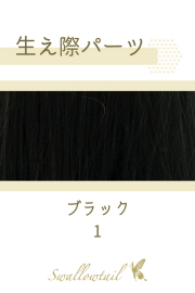 【ブラック】生え際パーツ 手植えレース生地毛束 fl-1