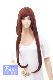 ブラウンロングストレートウィッグセット ビターブラウン】ロングストレート【ウィッグ】【高品質コスプレ