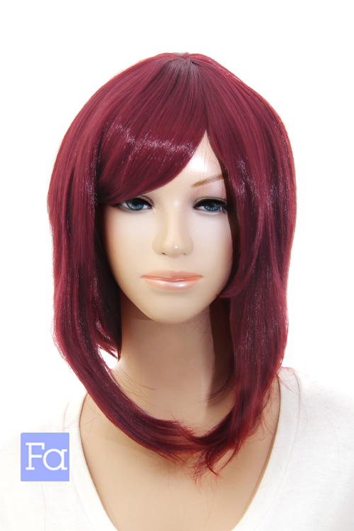 コスプレウィッグ mi ワインレッド】ミディアム【コスプレウィッグ】【高温耐熱!!高