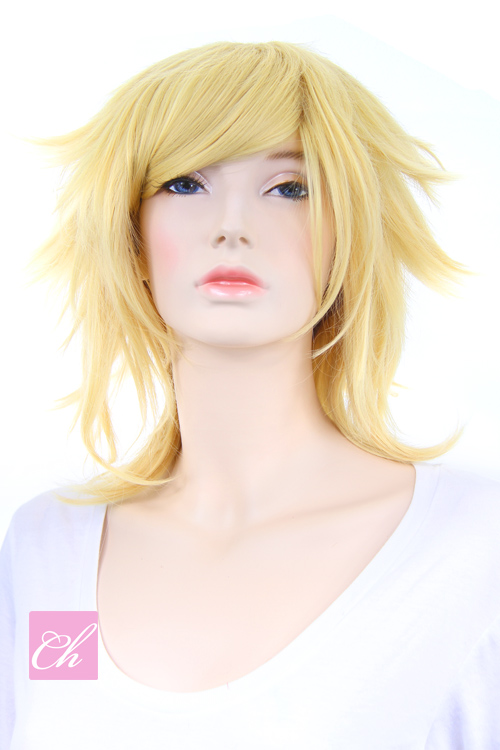 レモンイエロー】ミディアム【コスプレウィッグ】【高温耐熱!!高品質