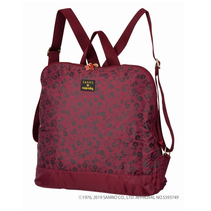 A 337 ハローキティコラボ リュック モノクロプリント ｓ ボルドー キャリーバッグは信頼のスワニー
