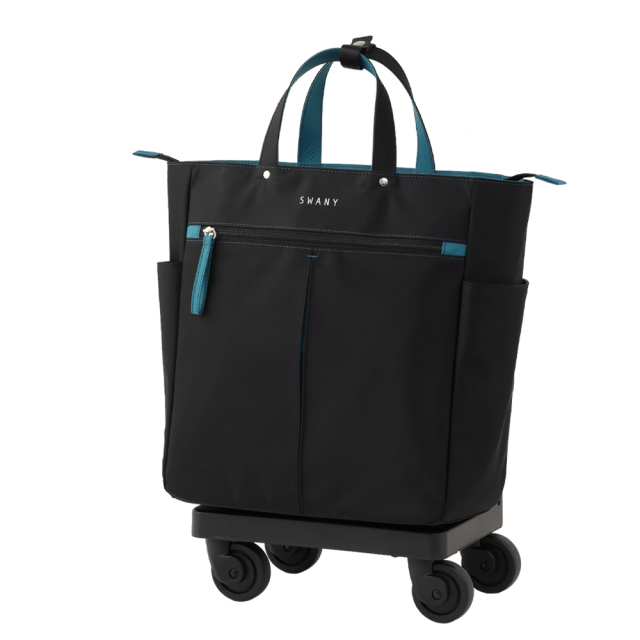 美品✨SWANY スワニー　D242 クレーペ　キャリーストッパー機能　ブラック Amazon | [スワニー] キャリーバッグ 折りたたみバッグ付 D-242