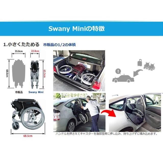 スワニー・ミニ ブルー 車いす 【USED販売】SWANYit(スワニーイット)