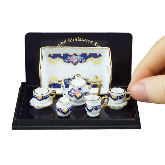 ロイターミニチュア】 ティーセット バロネッセ ロイヤルブルー RP1346-6