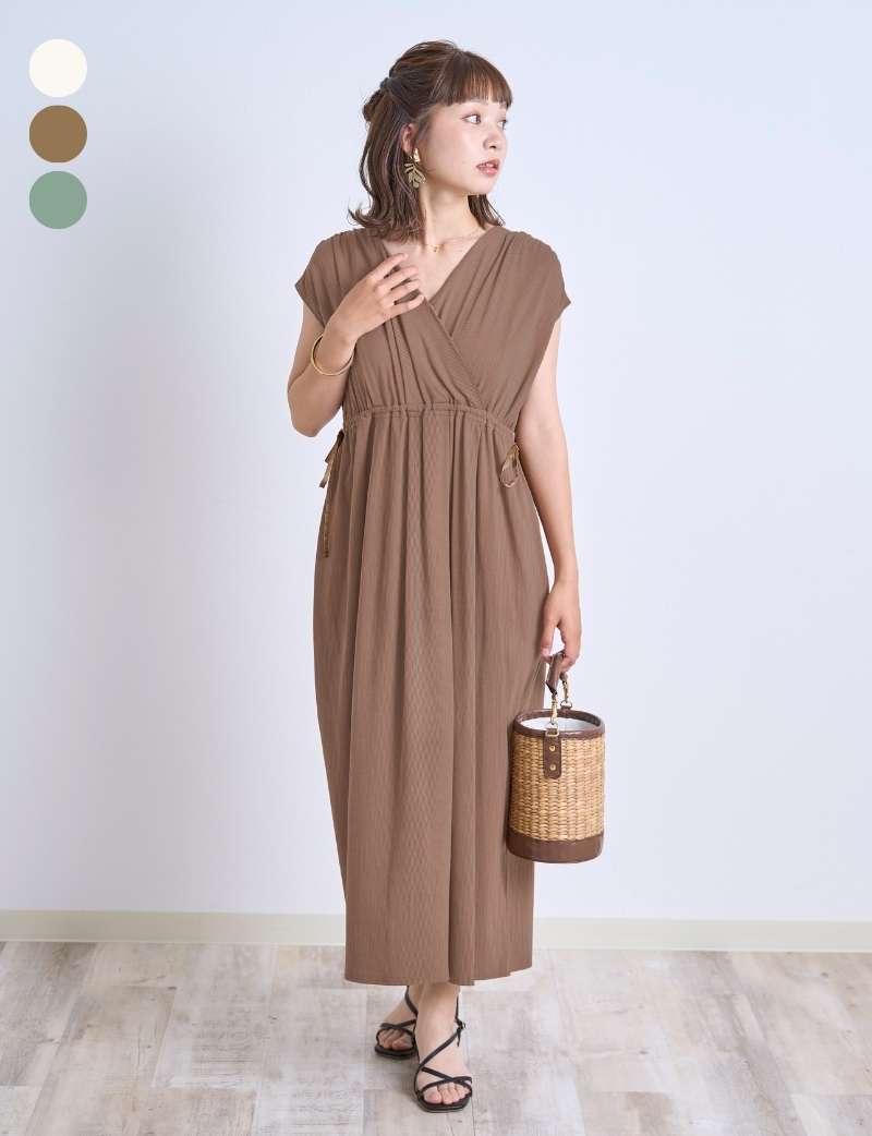 カシュクールきれいめワンピース マタニティ 授乳服 産後も