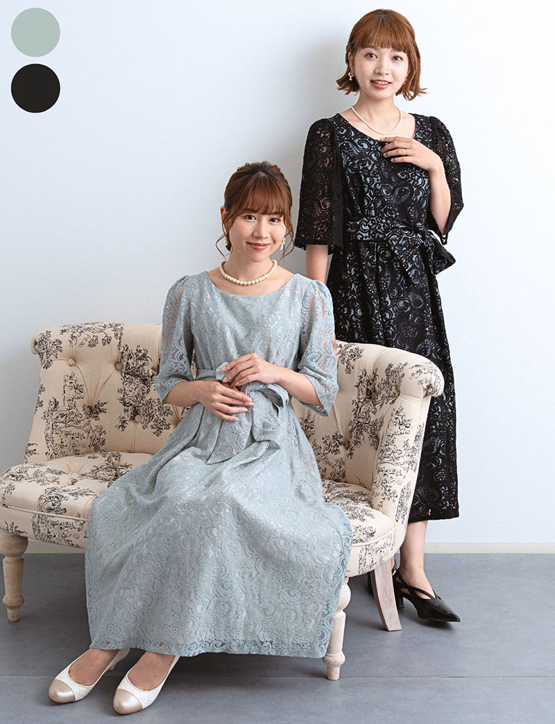 ドレス マタニティドレス 授乳ドレス 授乳服 授乳服・マタニティ＞クロエ・リッチレースドレス（ジッパー