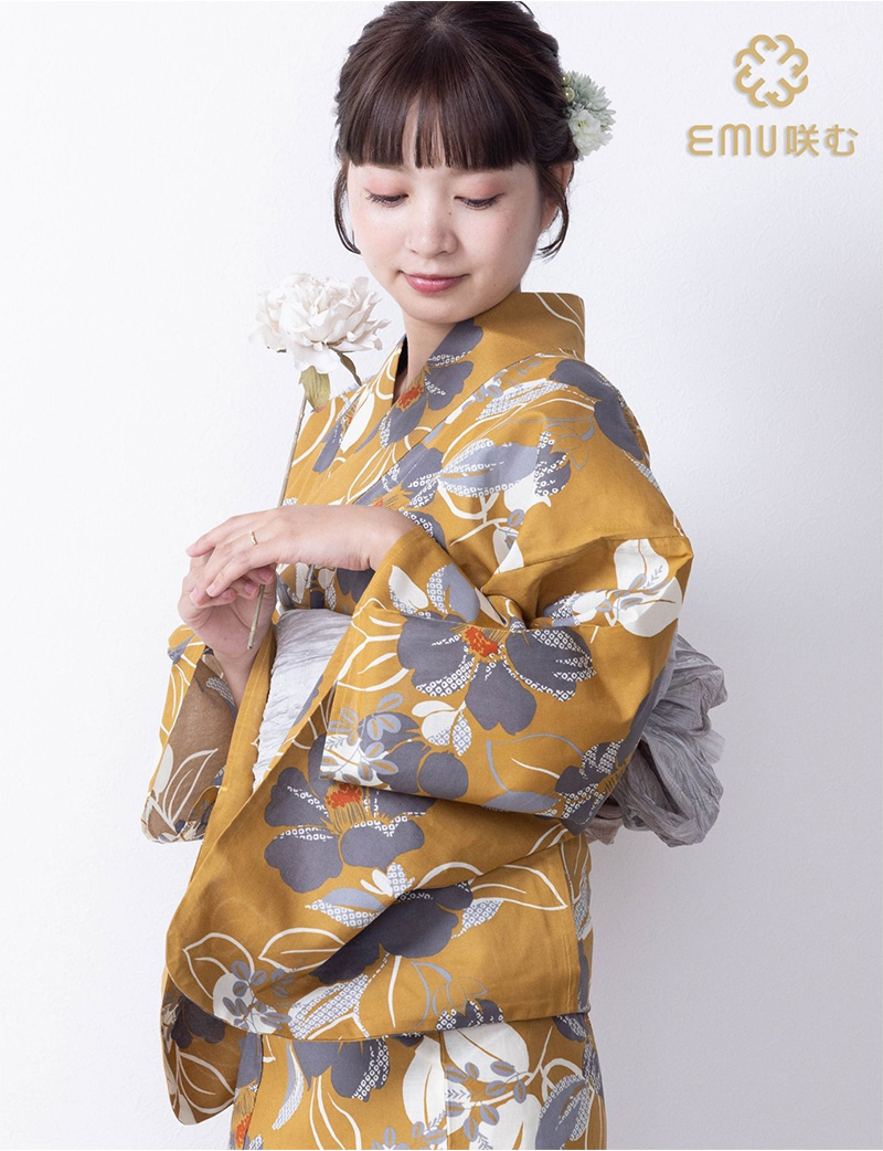 浴衣【香芥】 6点セット(ゆかた・兵児帯・下駄・腰ひも・着付け説明書) レディース/大人/ゆかた