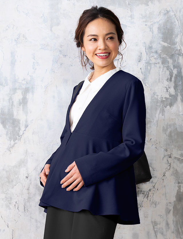 ノーカラーペプラムジャケット 授乳服マタニティウェア