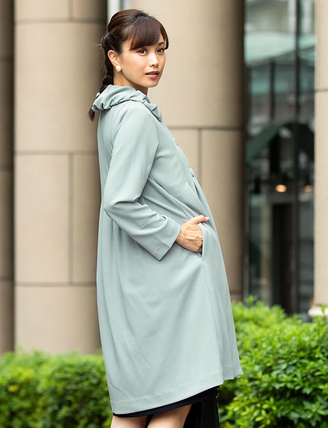 タックフレア ワンピースコート ダッカー付き 産前産後兼用 ママコート