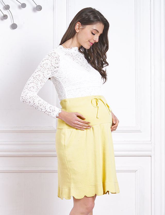 オーガニックコットン100％ニット スカラップニットスカート