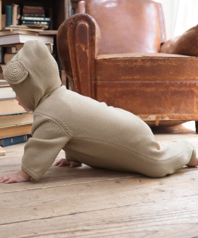 オーガニックコットン100％ニット くまさんカバーオール ベビー服