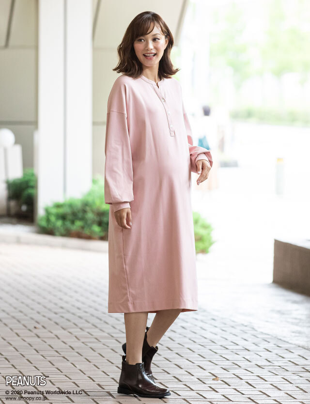スウィートマミー スヌーピー スヌーピーコラボ 長袖スヌーピープリントパジャマ 産前産後兼用