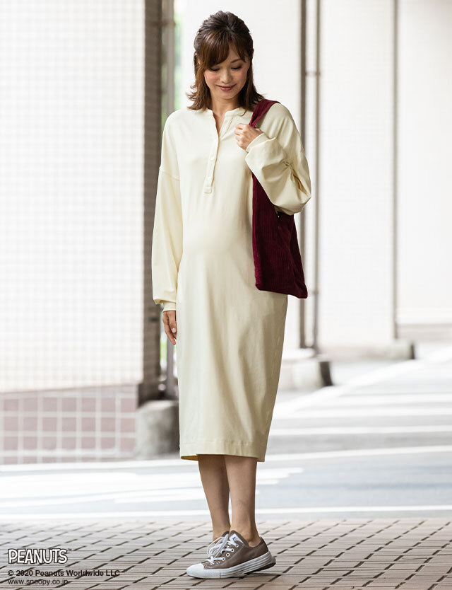 スウィートマミー スヌーピー スヌーピーコラボ 長袖スヌーピープリントパジャマ 産前産後兼用