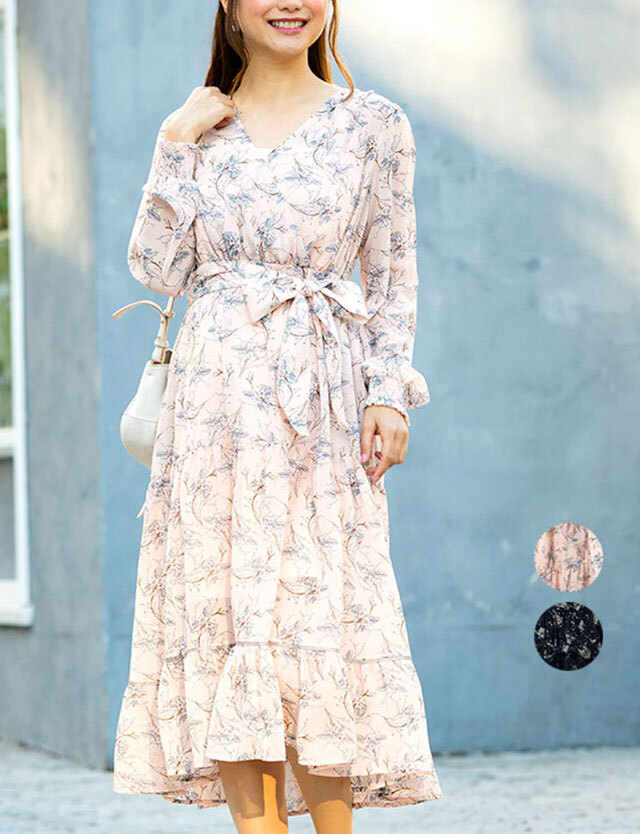 CAROLINA GLASER（カロリナ グレイサー）フラワーリボン柄 ティアード