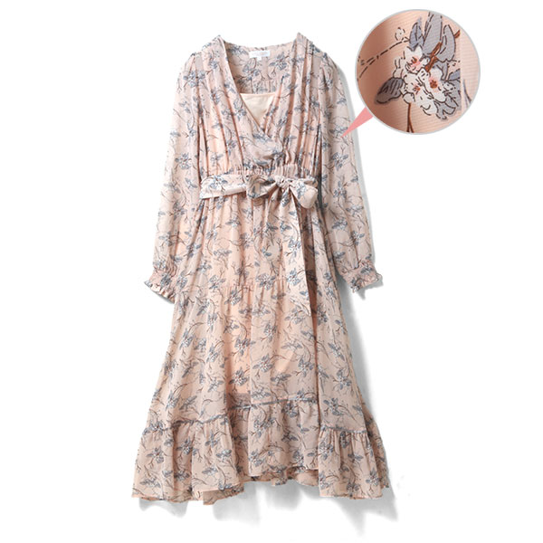 フラワーシフォンカシュクールワンピース