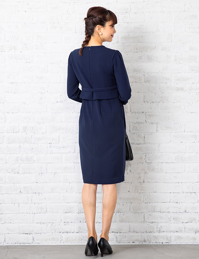 スーツ風 オケージョンワンピ 長めの膝丈で好印象 授乳服 マタニティウェア