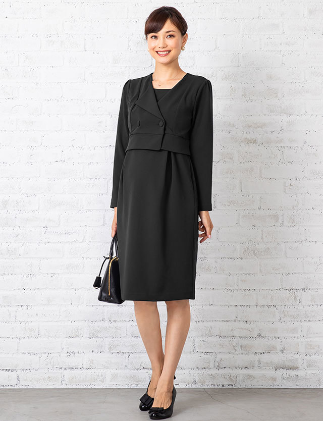 スーツ風 オケージョンワンピ 長めの膝丈で好印象 授乳服 マタニティウェア