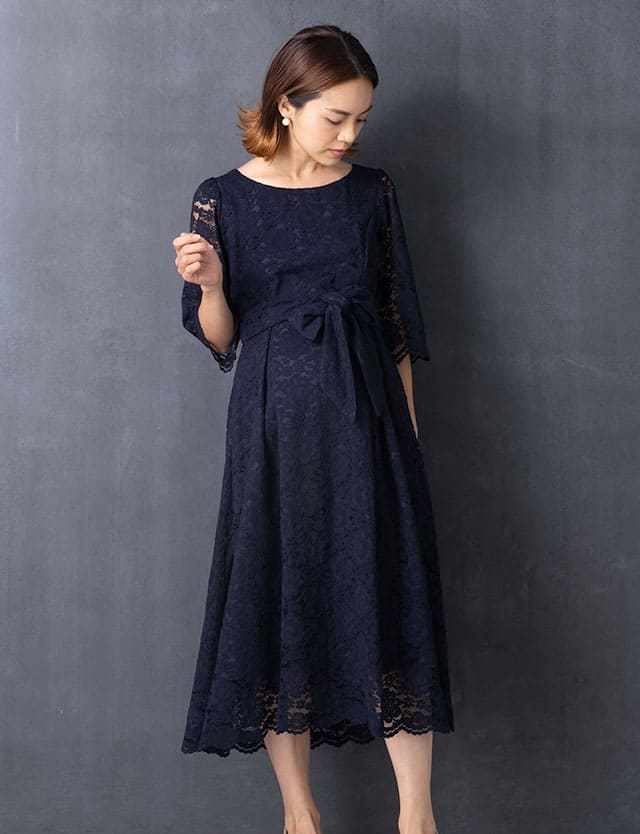 ｌｌサイズ 新品 ドレス マタニティ ワンピース 前が長め丈 大きいサイズ 結婚式 総レース 臨月 黒 ｍａｍｍｙ ｓｗｅｅｔ 交換無料 総レース