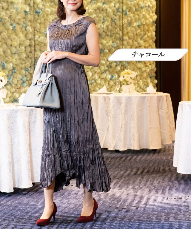 ランダムプリーツワンピース 授乳服マタニティウェア