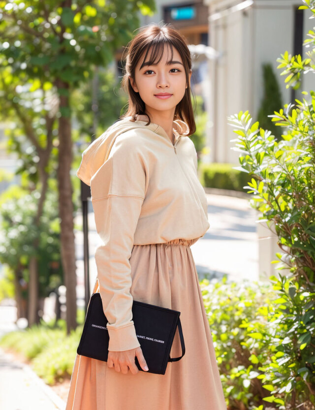 スウェット×サテン 異素材ドッキングパーカーワンピース 授乳服