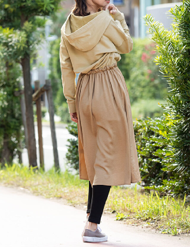 スウェット×サテン 異素材ドッキングパーカーワンピース 授乳服