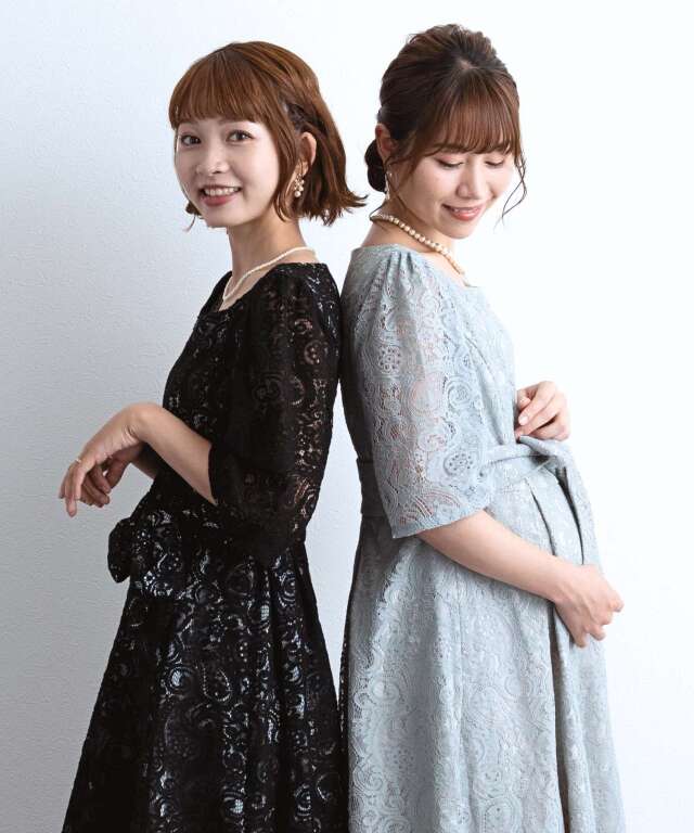 総レースマタニティロングドレス授乳服 産後も使える【ご試着可