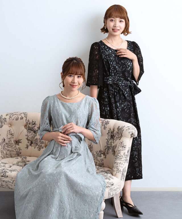 総レースマタニティロングドレス授乳服 産後も使える【ご試着可