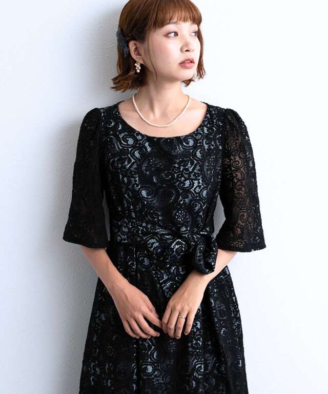 総レースマタニティロングドレス授乳服 産後も使える【ご試着可