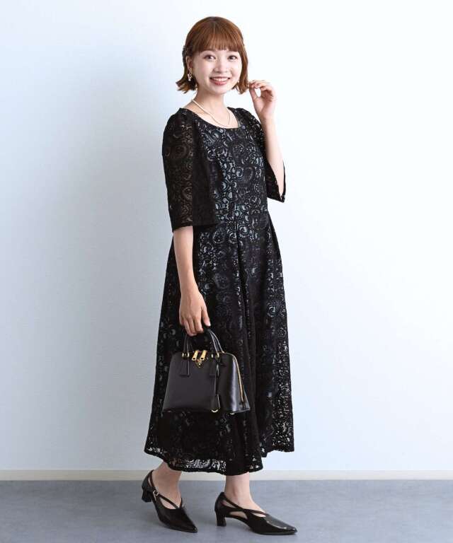 総レースマタニティロングドレス授乳服 産後も使える【ご試着可