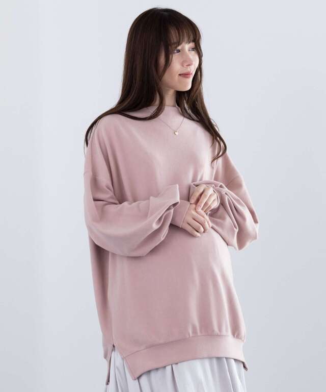 ボトルネックトップス 授乳服マタニティウェア 産前産後兼用