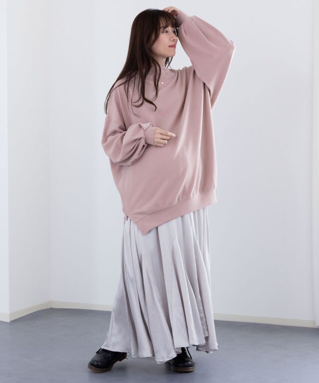 ボトルネックトップス＆フレアスカート2点セット 授乳服マタニティウェア