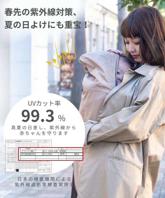 ステンカラーコート＆ベビーケープ 2点セット 3WAY クレンゼ 抗菌・抗